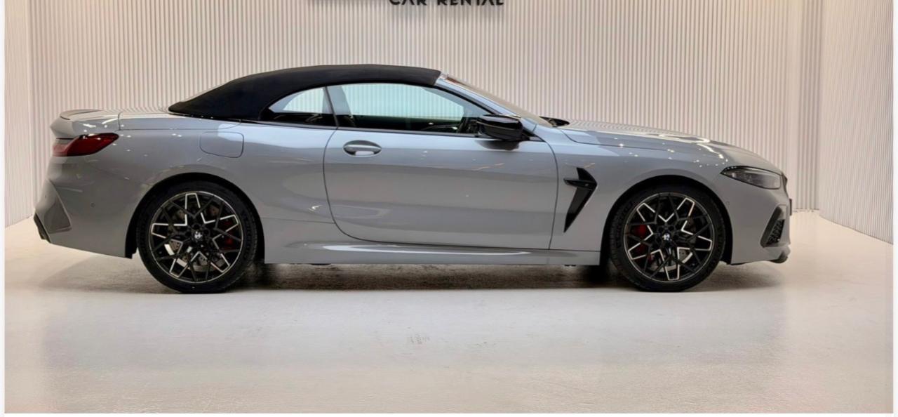 BMW M8 Competition Convertible Gray high-performance  2023 Hire dubai
