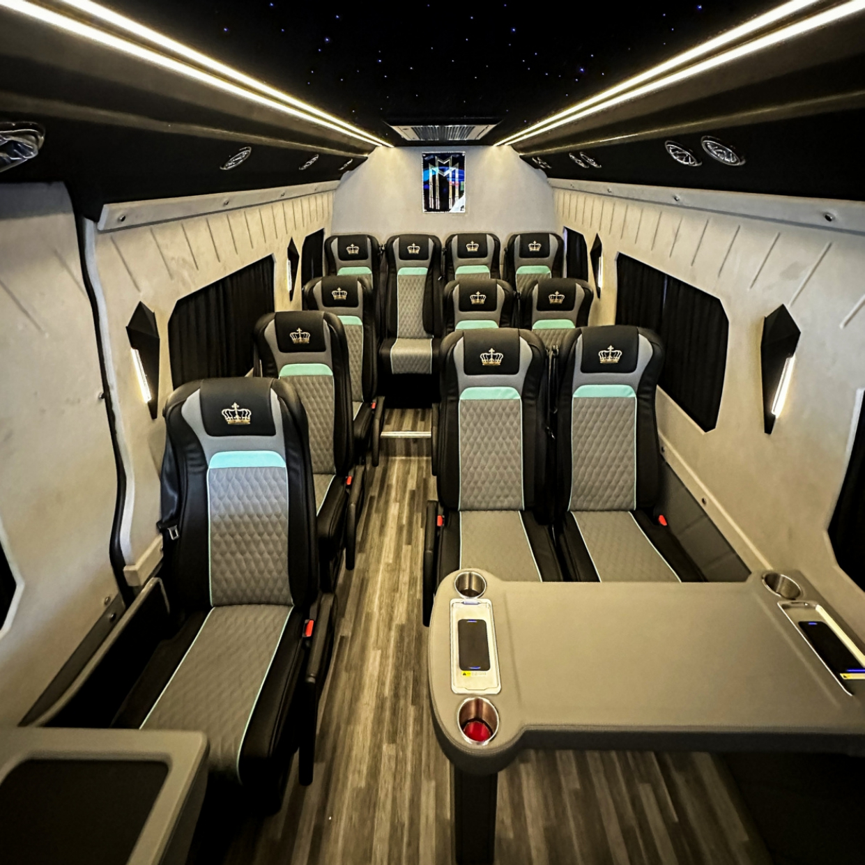 Rent Maybach Royal Sprinter 9 Seater BLACK 2025 with chauffeur in Dubai , UAE 