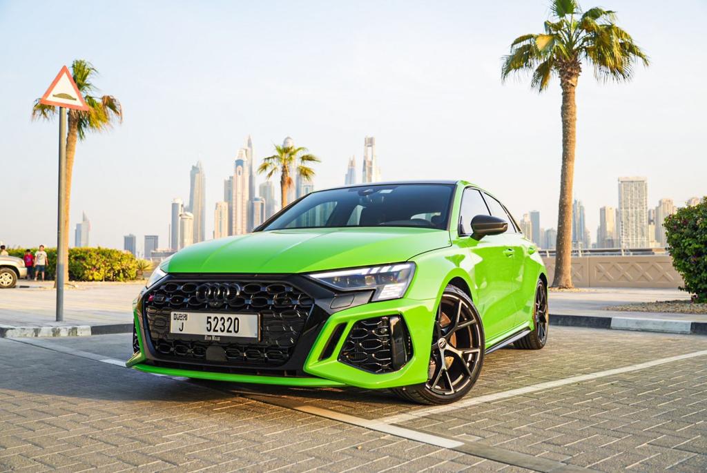 Rent Audi Rs3 GREEN 2024 in Dubai , UAE 