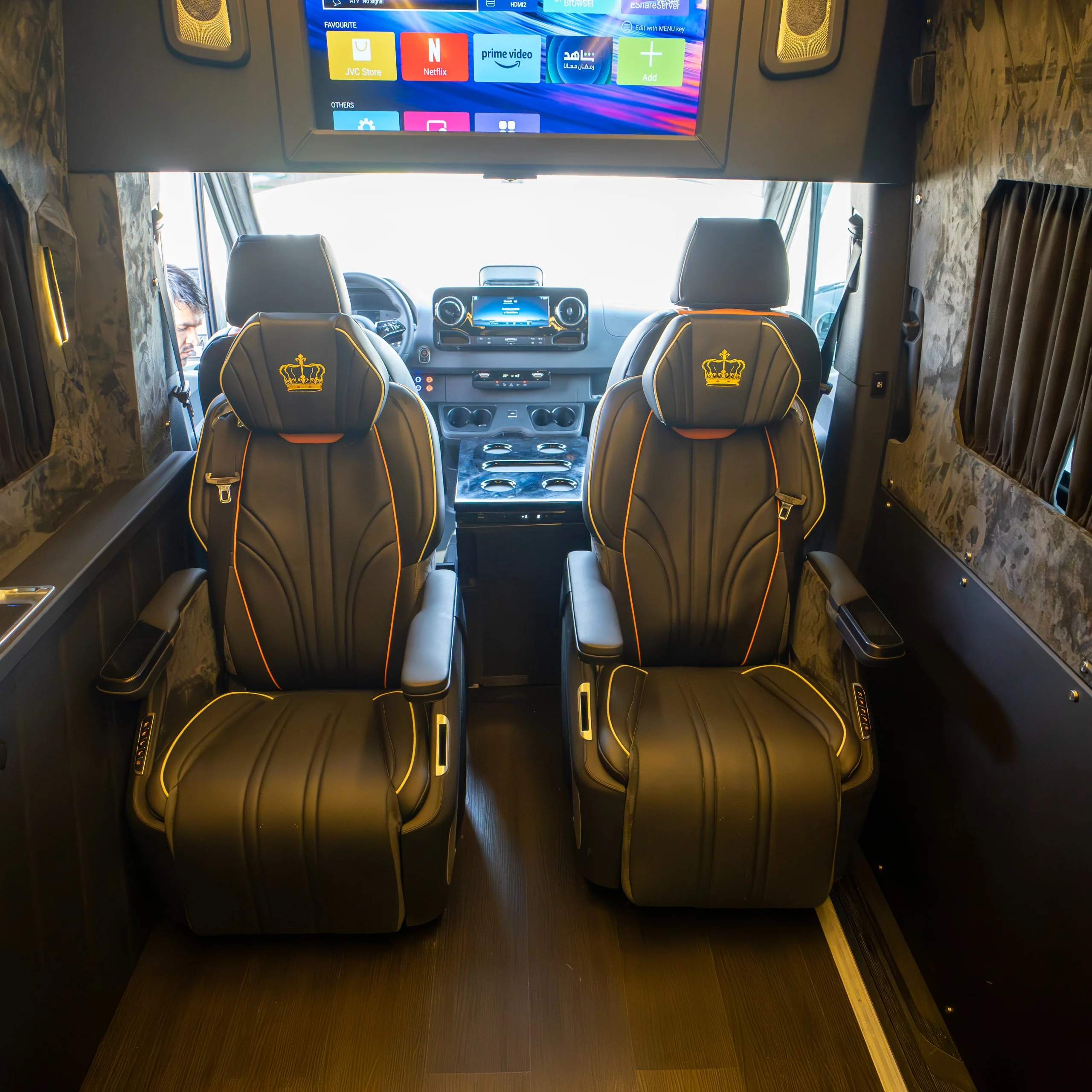 Rent Maybach Royal Sprinter 9 Seater WHITE 2025 with chauffeur in Dubai , UAE 