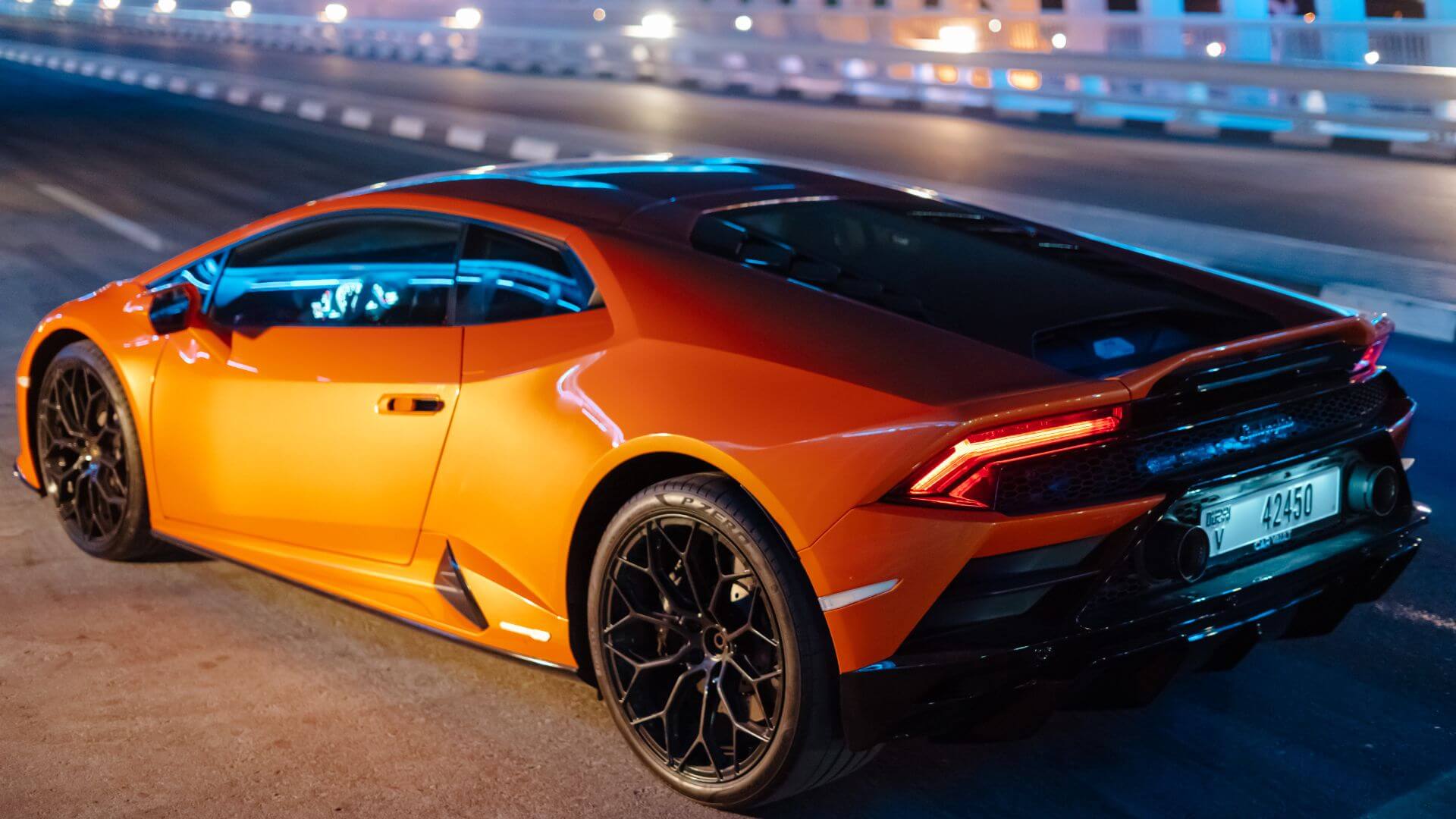 Rent Lamborghini Huracan ORANGE 2023 in Dubai , UAE 